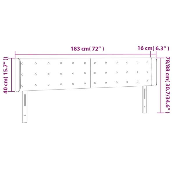 VXL8720287303299_g_en_hd_4.jpg vidaXL Čelo postele s LED tmavosivé 183x16x78/88 cm látka – Obrázok 6