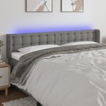 vidaXL Čelo postele s LED tmavosivé 183x16x78/88 cm látka