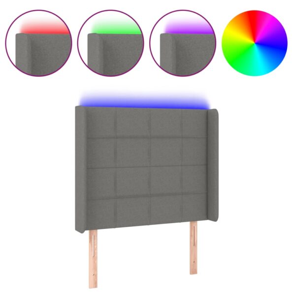 VXL8720287306672_a_en_hd_1.jpg vidaXL Čelo postele s LED tmavosivé 83x16x118/128 cm látka – Obrázok 2