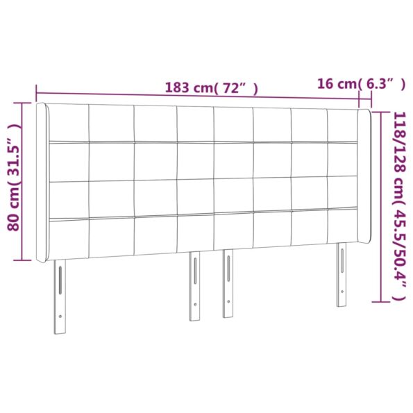 vidaXL Čelo postele s LED bledosivé 183x16x118/128 cm látka – Obrázok 6