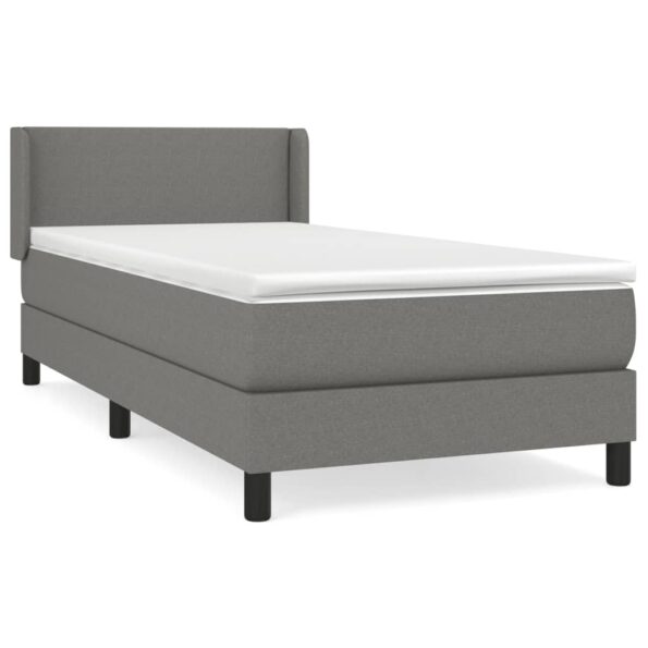 vidaXL Boxspring posteľ s matracom tmavosivá 90x200 cm látka – Obrázok 2