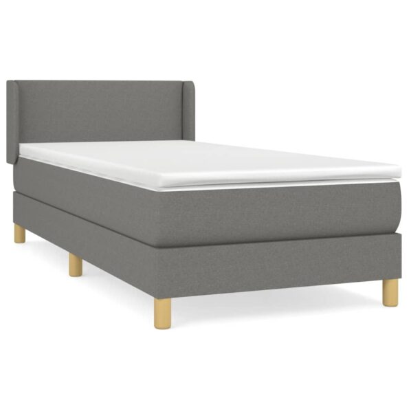 vidaXL Boxspring posteľ s matracom tmavosivá 90x200 cm látka – Obrázok 2