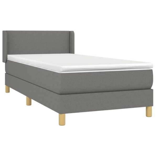 vidaXL Boxspring posteľ s matracom tmavosivá 90x200 cm látka – Obrázok 3