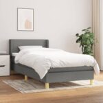 vidaXL Boxspring posteľ s matracom tmavosivá 90x200 cm látka