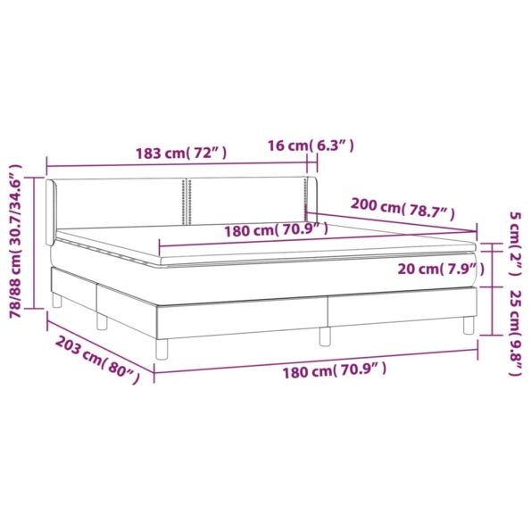 vidaXL Boxspring posteľ s matracom bledosivá 180x200 cm látka – Obrázok 7