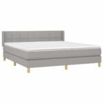 vidaXL Boxspring posteľ s matracom bledosivá 180x200 cm látka – Obrázok 3