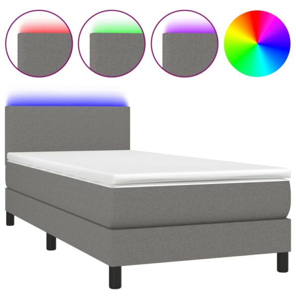 VXL8720287364986_a_en_hd_1.jpg vidaXL Posteľ boxsping s matracom a LED tmavosivá 100x200 cm látka – Obrázok 2
