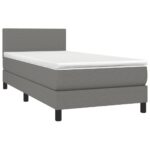 vidaXL Posteľ boxsping s matracom a LED tmavosivá 100x200 cm látka – Obrázok 3