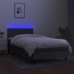 vidaXL Posteľ boxsping s matracom a LED tmavosivá 100x200 cm látka – Obrázok 4