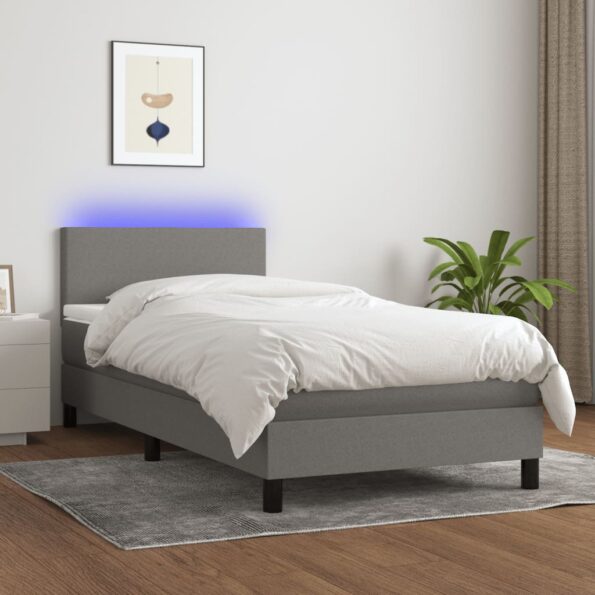 VXL8720287364986_m_en_hd_1.jpg vidaXL Posteľ boxsping s matracom a LED tmavosivá 100x200 cm látka – Obrázok 1
