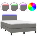 vidaXL Posteľ boxsping s matracom a LED tmavosivá 120x200 cm látka – Obrázok 2