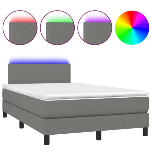 VXL8720287365068_a_en_hd_1.jpg vidaXL Posteľ boxsping s matracom a LED tmavosivá 120x200 cm látka – Obrázok 2