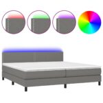 vidaXL Posteľ boxsping s matracom a LED tmavosivá 200x200 cm látka – Obrázok 2