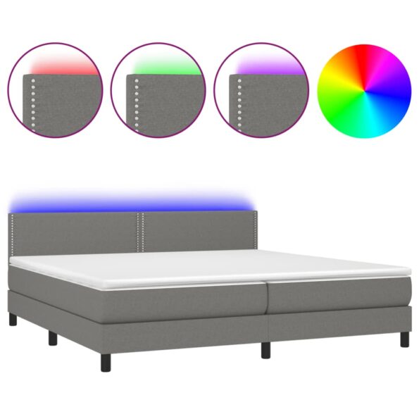 VXL8720287366263_a_en_hd_1.jpg vidaXL Posteľ boxsping s matracom a LED tmavosivá 200x200 cm látka – Obrázok 2