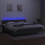 vidaXL Posteľ boxsping s matracom a LED tmavosivá 200x200 cm látka – Obrázok 4