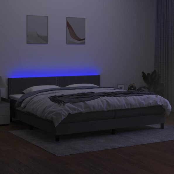 VXL8720287366263_g_en_hd_2.jpg vidaXL Posteľ boxsping s matracom a LED tmavosivá 200x200 cm látka – Obrázok 4