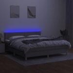 vidaXL Posteľ boxsping s matracom a LED bledosivá 180x200 cm látka – Obrázok 4