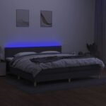 vidaXL Posteľ boxsping s matracom a LED tmavosivá 200x200 cm látka – Obrázok 3