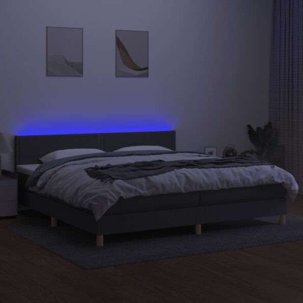 VXL8720287371861_g_en_hd_1.jpg vidaXL Posteľ boxsping s matracom a LED tmavosivá 200x200 cm látka – Obrázok 3