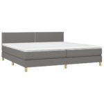 vidaXL Posteľ boxsping s matracom a LED tmavosivá 200x200 cm látka – Obrázok 4