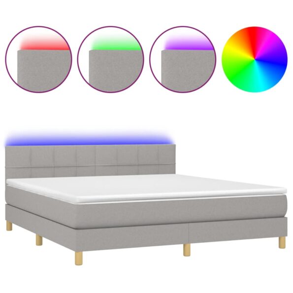 VXL8720287372578_a_en_hd_1.jpg vidaXL Posteľ boxsping s matracom a LED bledosivá 180x200 cm látka – Obrázok 2