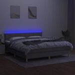 vidaXL Posteľ boxsping s matracom a LED bledosivá 180x200 cm látka – Obrázok 4