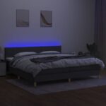 vidaXL Posteľ boxsping s matracom a LED tmavosivá 200x200 cm látka – Obrázok 4