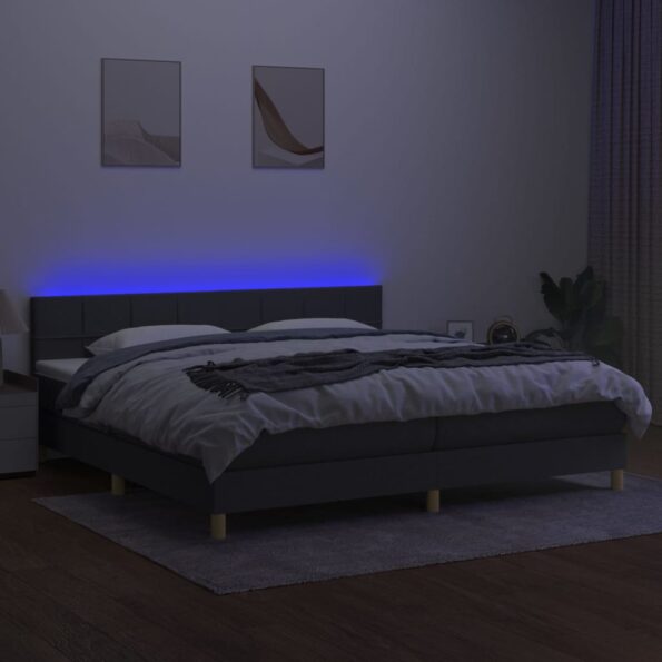 VXL8720287372660_g_en_hd_2.jpg vidaXL Posteľ boxsping s matracom a LED tmavosivá 200x200 cm látka – Obrázok 4