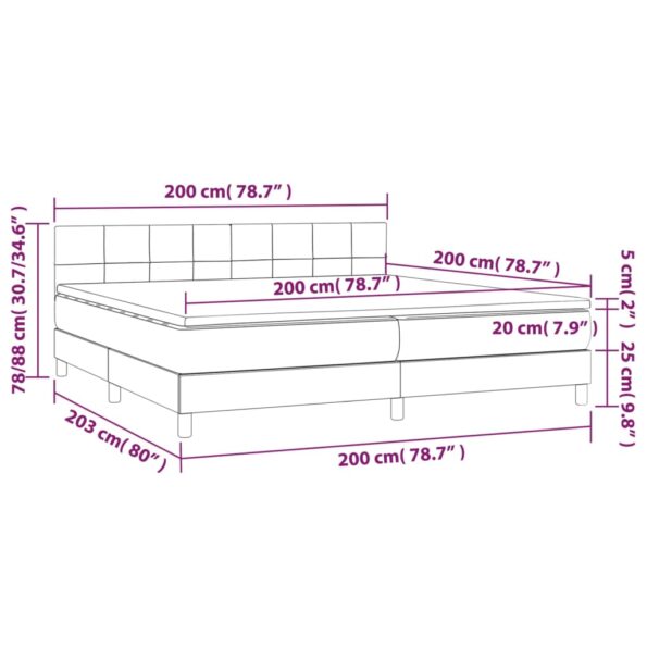 VXL8720287372660_g_en_hd_6.jpg vidaXL Posteľ boxsping s matracom a LED tmavosivá 200x200 cm látka – Obrázok 8