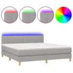 vidaXL Posteľ boxsping s matracom a LED bledosivá 180x200 cm látka – Obrázok 2