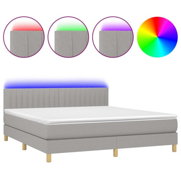VXL8720287374176_a_en_hd_1.jpg vidaXL Posteľ boxsping s matracom a LED bledosivá 180x200 cm látka – Obrázok 2