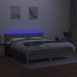 vidaXL Posteľ boxsping s matracom a LED bledosivá 180x200 cm látka – Obrázok 3