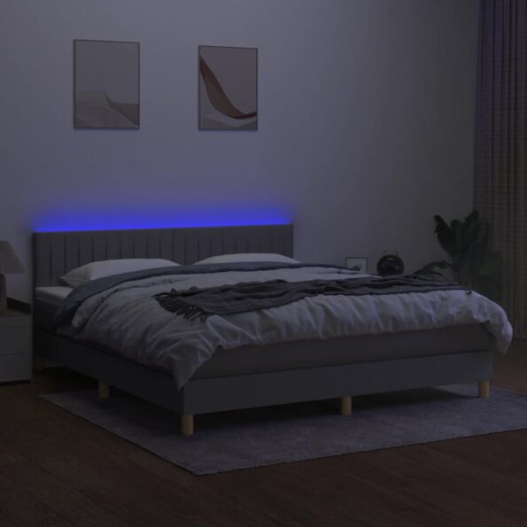 VXL8720287374176_g_en_hd_1.jpg vidaXL Posteľ boxsping s matracom a LED bledosivá 180x200 cm látka – Obrázok 3