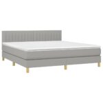vidaXL Posteľ boxsping s matracom a LED bledosivá 180x200 cm látka – Obrázok 4