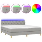vidaXL Posteľ boxsping s matracom a LED bledosivá 180x200 cm látka – Obrázok 2