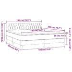 vidaXL Posteľ boxsping s matracom a LED bledosivá 180x200 cm látka – Obrázok 8