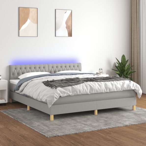 VXL8720287374978_m_en_hd_1.jpg vidaXL Posteľ boxsping s matracom a LED bledosivá 180x200 cm látka – Obrázok 1