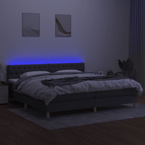VXL8720287375067_g_en_hd_2.jpg vidaXL Posteľ boxsping s matracom a LED tmavosivá 200x200 cm látka – Obrázok 4