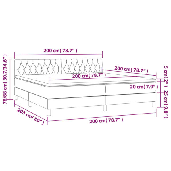 VXL8720287375067_g_en_hd_6.jpg vidaXL Posteľ boxsping s matracom a LED tmavosivá 200x200 cm látka – Obrázok 8