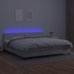 vidaXL Boxspring posteľ s matracom a LED biela 200x200 cm umelá koža – Obrázok 4