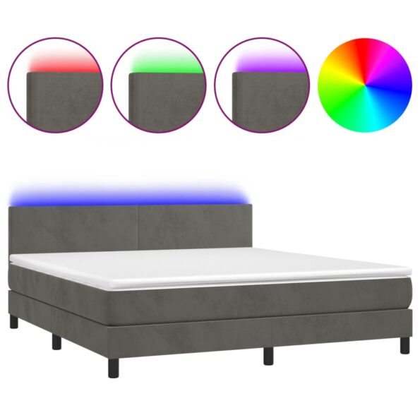 VXL8720287378228_a_en_hd_1.jpg vidaXL Posteľ boxsping s matracom a LED tmavosivá 180x200 cm zamat – Obrázok 2