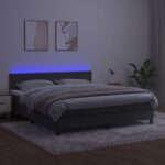 vidaXL Posteľ boxsping s matracom a LED tmavosivá 180x200 cm zamat – Obrázok 3
