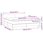vidaXL Posteľ boxsping s matracom a LED tmavosivá 180x200 cm zamat – Obrázok 8