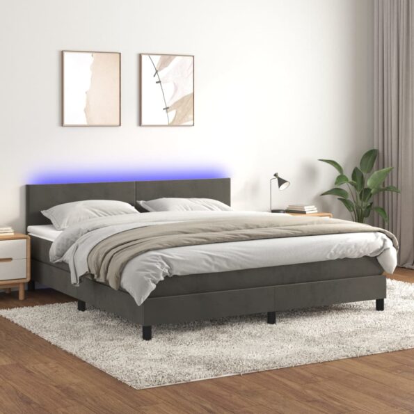 VXL8720287378228_m_en_hd_1.jpg vidaXL Posteľ boxsping s matracom a LED tmavosivá 180x200 cm zamat – Obrázok 1