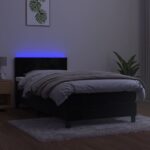 vidaXL Posteľ boxsping s matracom a LED čierna 100x200 cm zamat – Obrázok 3