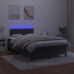 vidaXL Posteľ boxsping s matracom a LED čierna 120x200 cm zamat – Obrázok 3