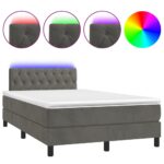 vidaXL Posteľ boxsping s matracom a LED tmavosivá 120x200 cm zamat – Obrázok 2