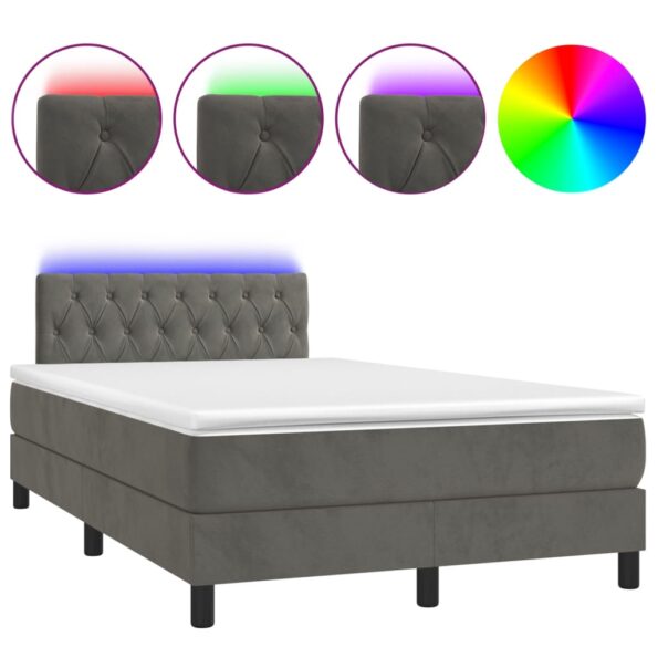 VXL8720287380986_a_en_hd_1.jpg vidaXL Posteľ boxsping s matracom a LED tmavosivá 120x200 cm zamat – Obrázok 2