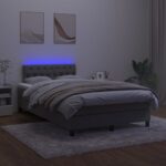 vidaXL Posteľ boxsping s matracom a LED tmavosivá 120x200 cm zamat – Obrázok 4