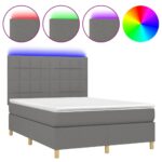 vidaXL Posteľ boxsping s matracom a LED tmavosivá 140x200 cm látka – Obrázok 2